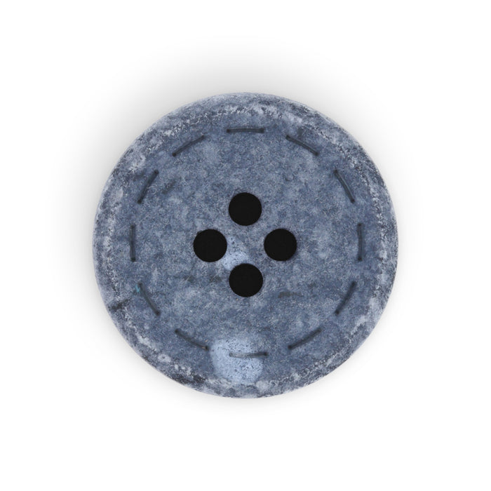 Recycled Cotton Round Stitch Button, 20mm, Blue, 3 pc