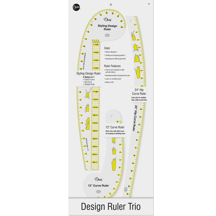 Design Ruler Trio, 3 Sewing Rulers, Clear