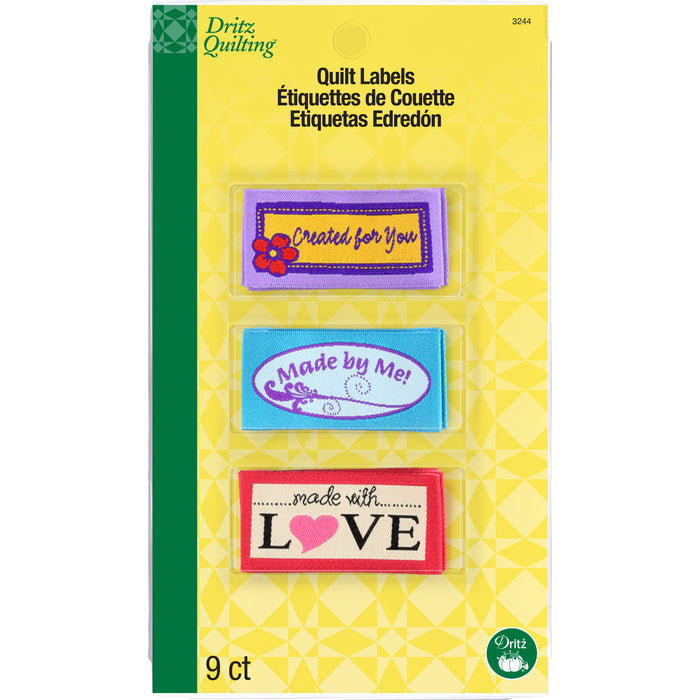 Sew-on Woven Quilt Labels, Assorted, 9 pc