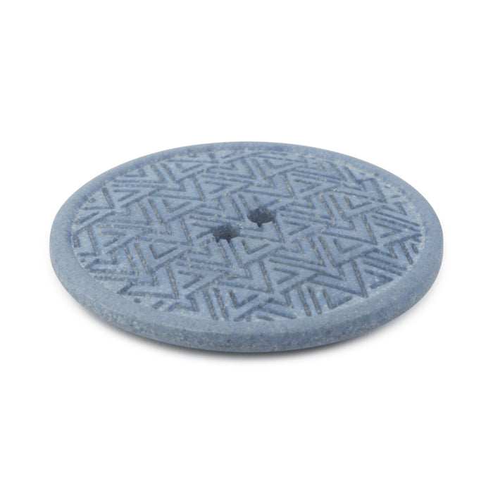 Recycled Hemp Geometric Round Button, 28mm, Light Blue