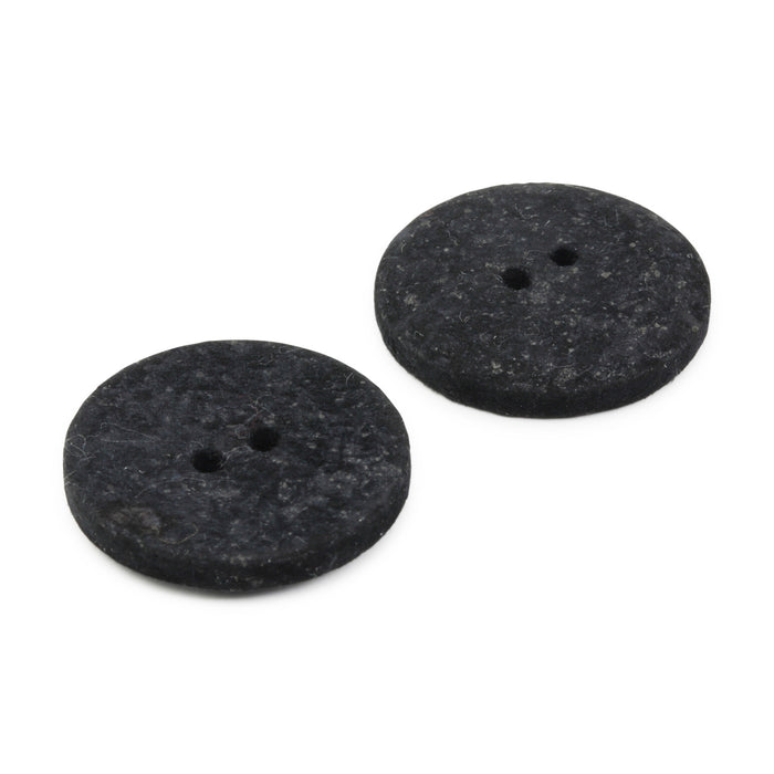 Recycled Cotton Round Button, 23mm, Black, 2 pc