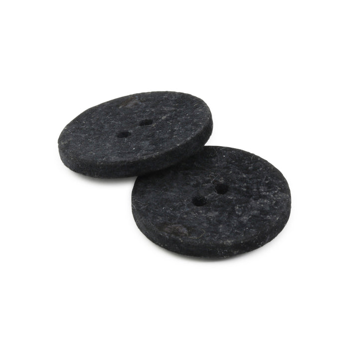 Recycled Cotton Round Button, 23mm, Black, 2 pc