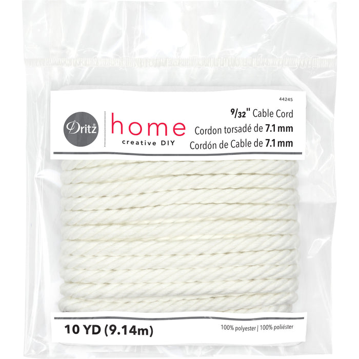 9/32" Cable Cord, White, 10 yd