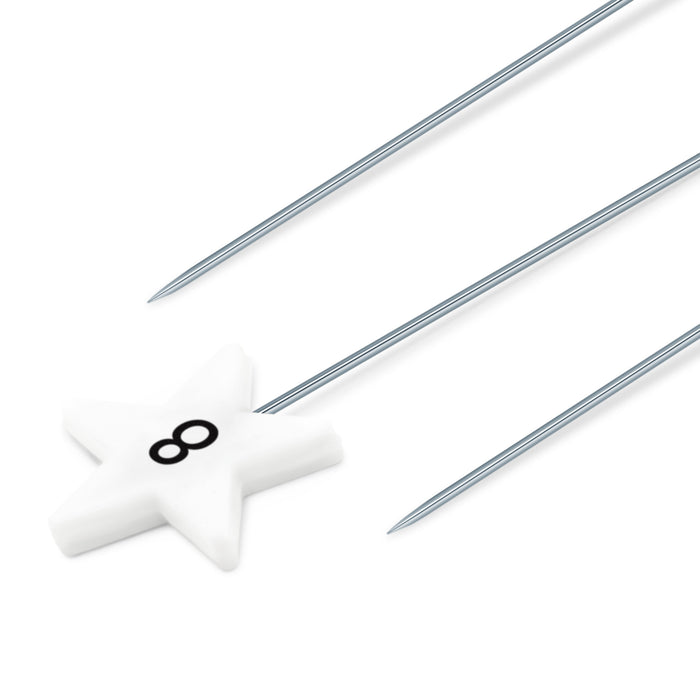 Flat Star Head Pins, White, 115 pc