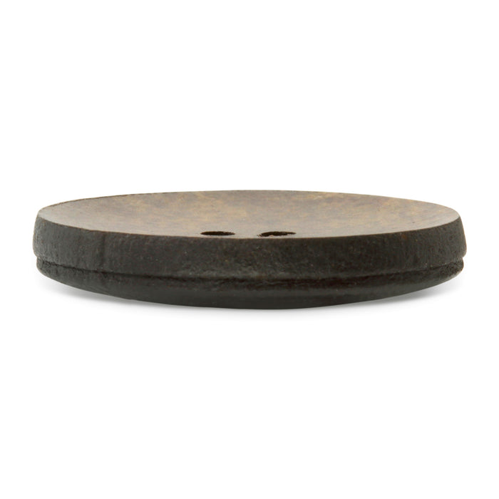 Recycled Leather Round Button, 30mm, Brown