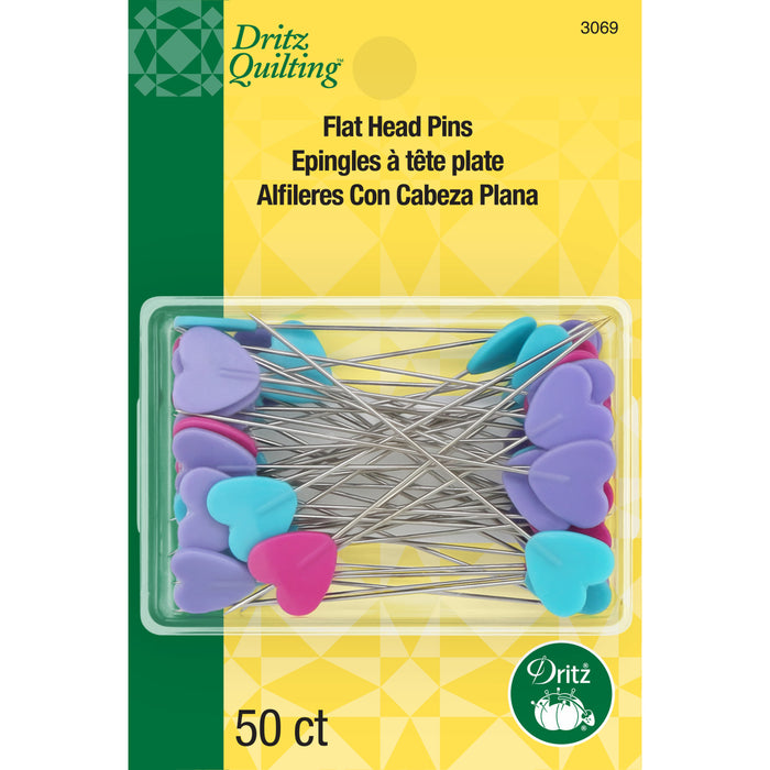 2" Flat Heart Head Pins, Assorted, 50 pc