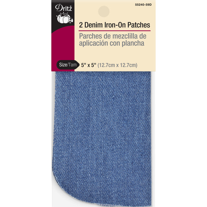 Denim Iron-On Patches, 5" x 5", 2 pc, Faded Blue