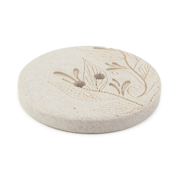 Recycled Hemp Round Floral Button, 28mm, Light Gray