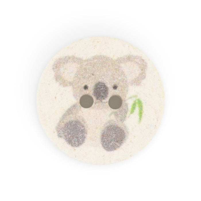 Recycled Cotton Koala Button, 18mm, Natural, 3 pc