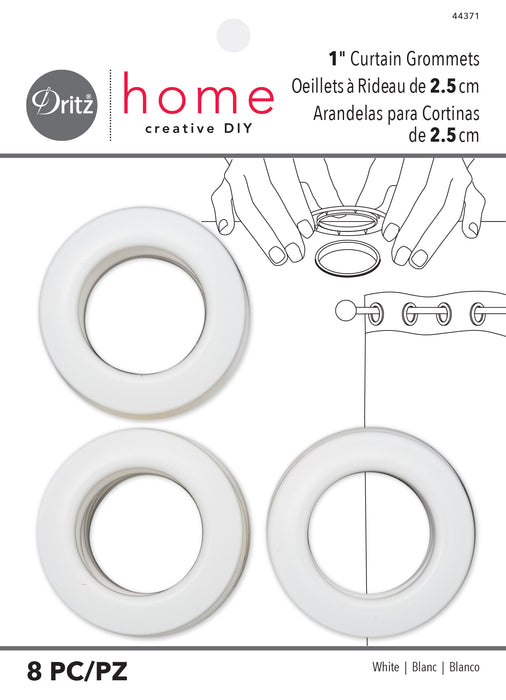1" Curtain Grommets, White, 8 Sets