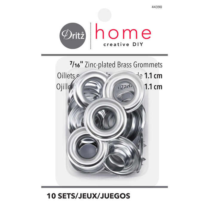 7/16" Zinc-Plated Brass Grommets, 10 Sets