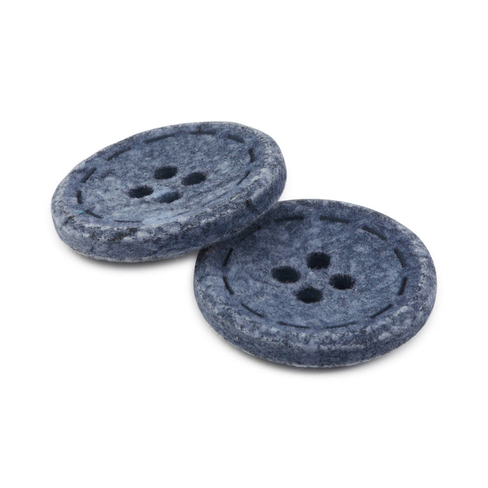 Recycled Cotton Round Stitch Button, 20mm, Blue, 3 pc