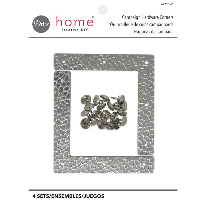 Textured Campaign Corners, Large, Nickel, 4 pc