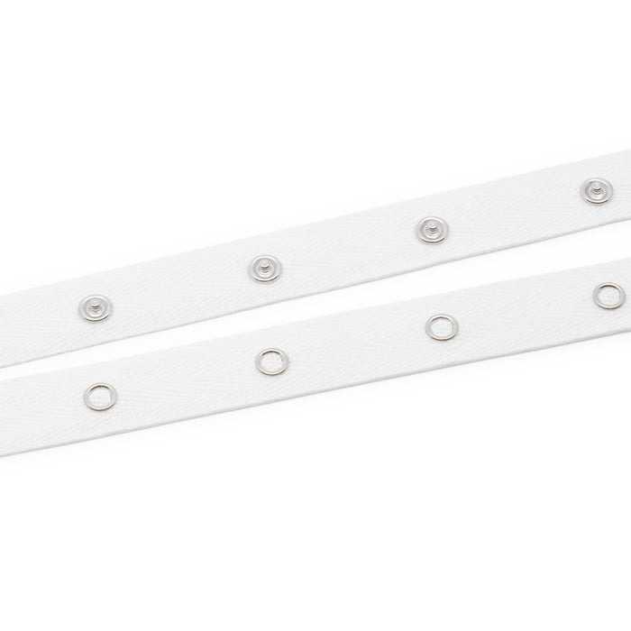 Snap Tape with Metal Snaps, White, 8 yd