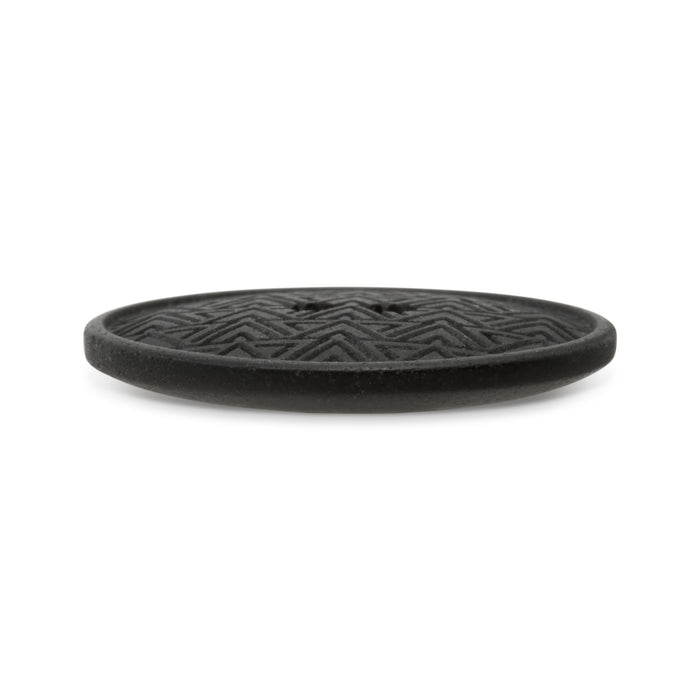 Recycled Hemp Geometric Round Button, 20mm, Black, 3 pc