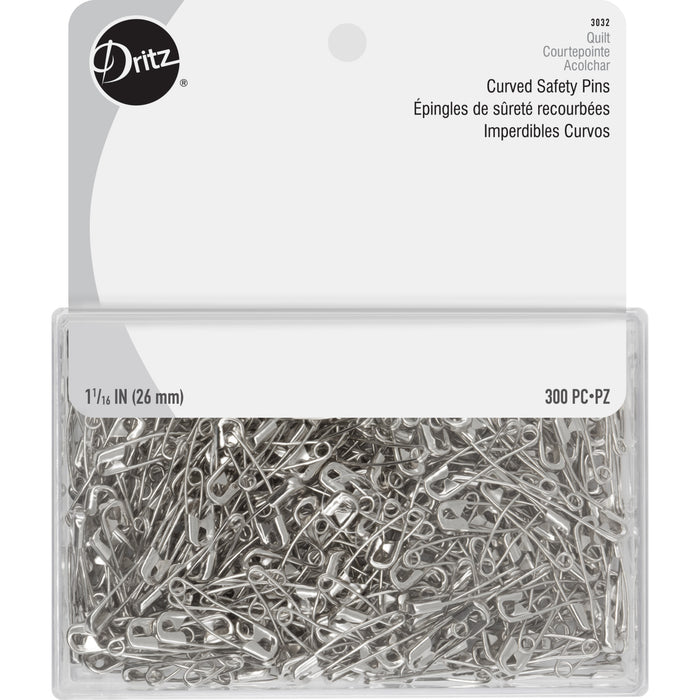 1-1/16" Curved Safety Pins, Nickel, 300 pc