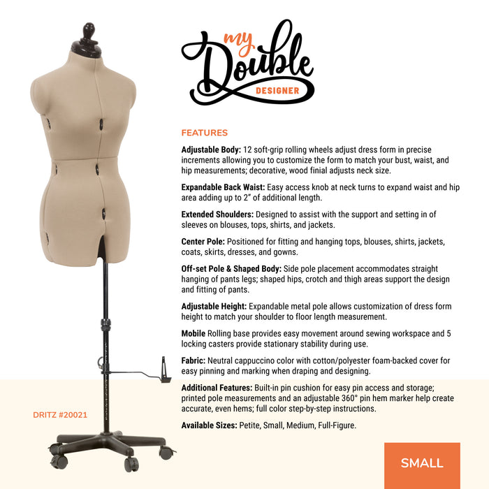 My Double Designer Adjustable Dress Form, Small