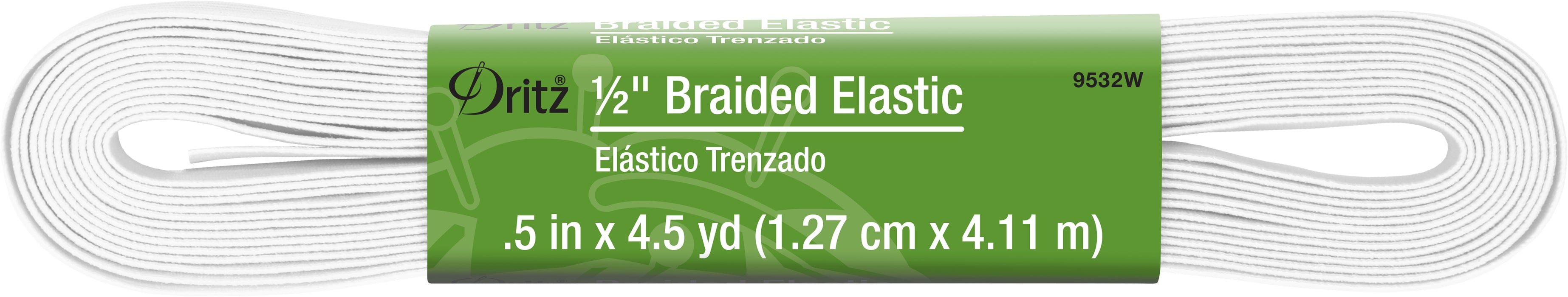 1/2" White Braided Elastic, 4-1/2 yd