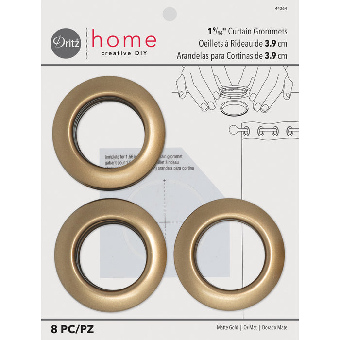 1-9/16 Curtain Grommets, Matte Gold, 8 Sets — Prym Consumer USA Inc.