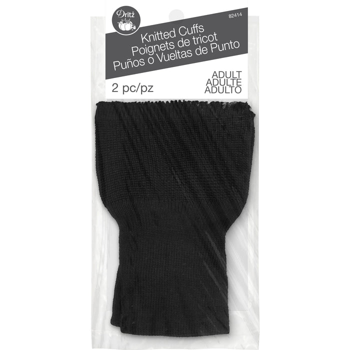 Knitted Cuffs, Adult Size, 2 Count, Black