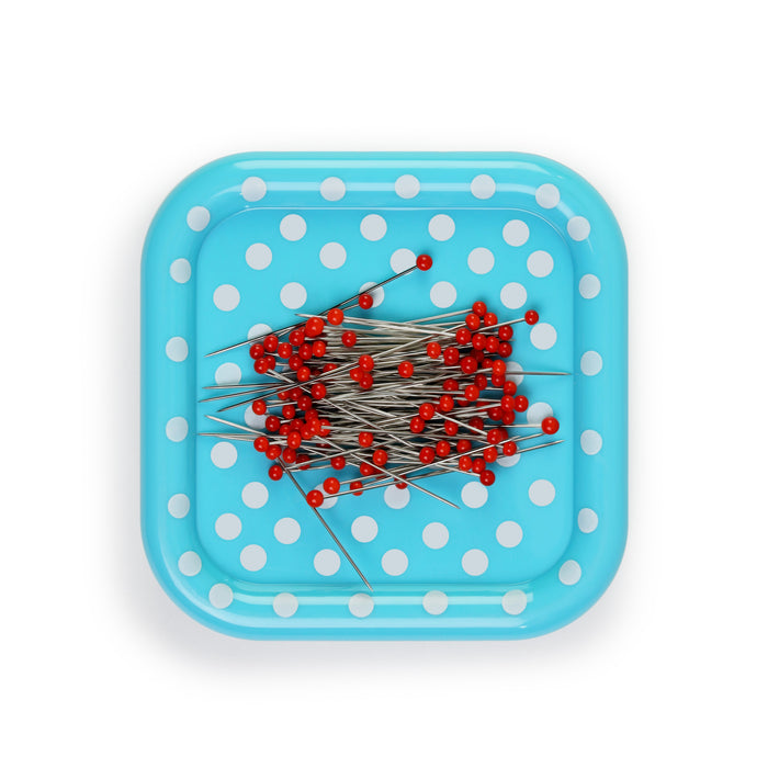 Magnetic Pin Cushion with 100 Glass Head Pins