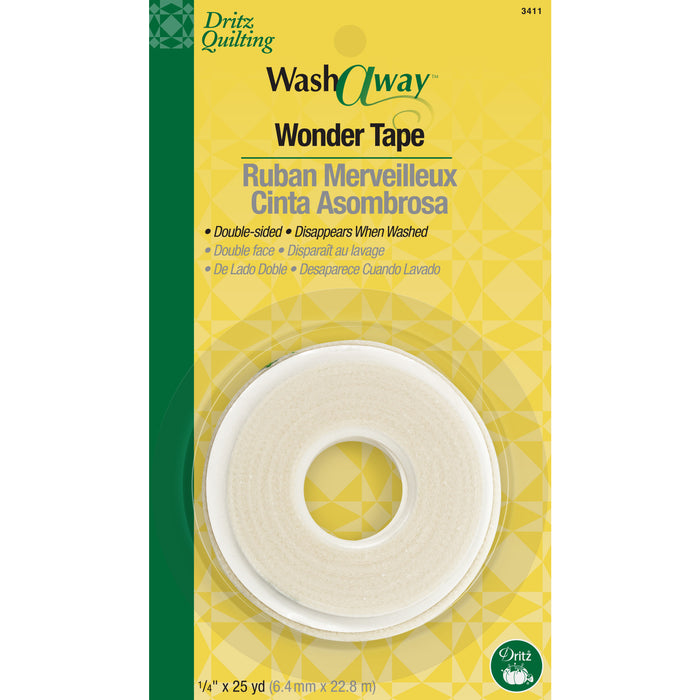 1/4" Wash-A-Way Wonder Tape, White, 25 yd