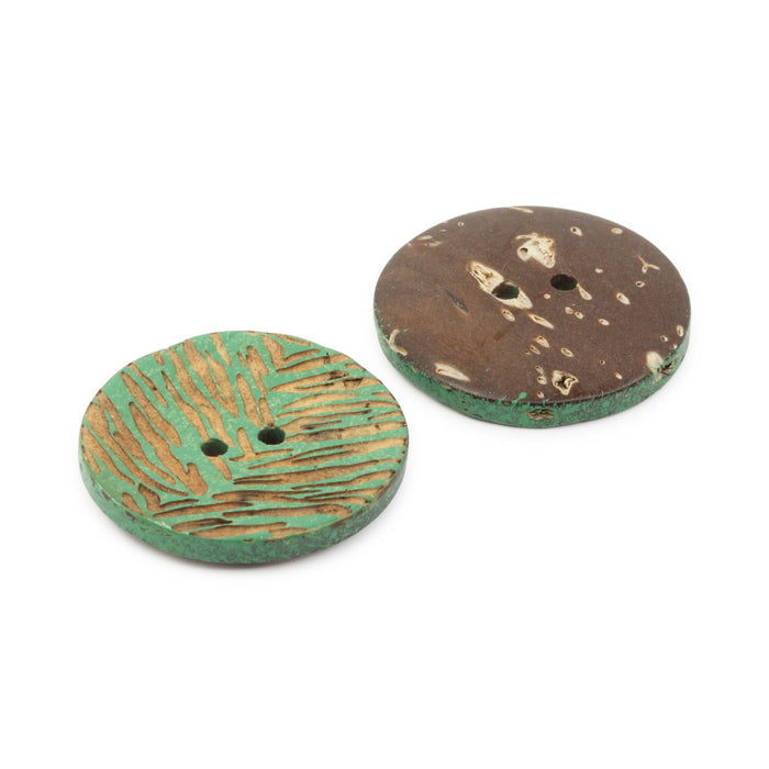 Sustainable Coconut Round Button, 23mm, Dark Green, 2 pc