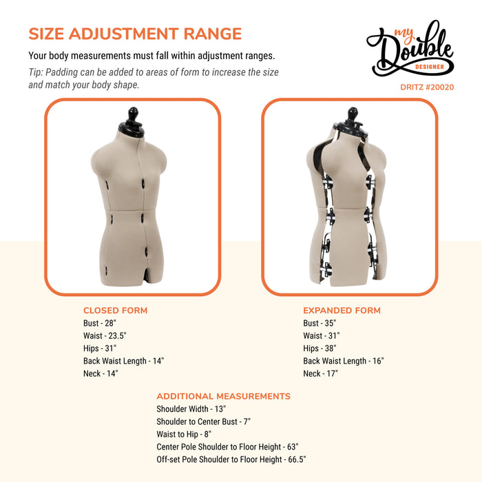 Dritz My Double Designer Adjustable Dress Form Small