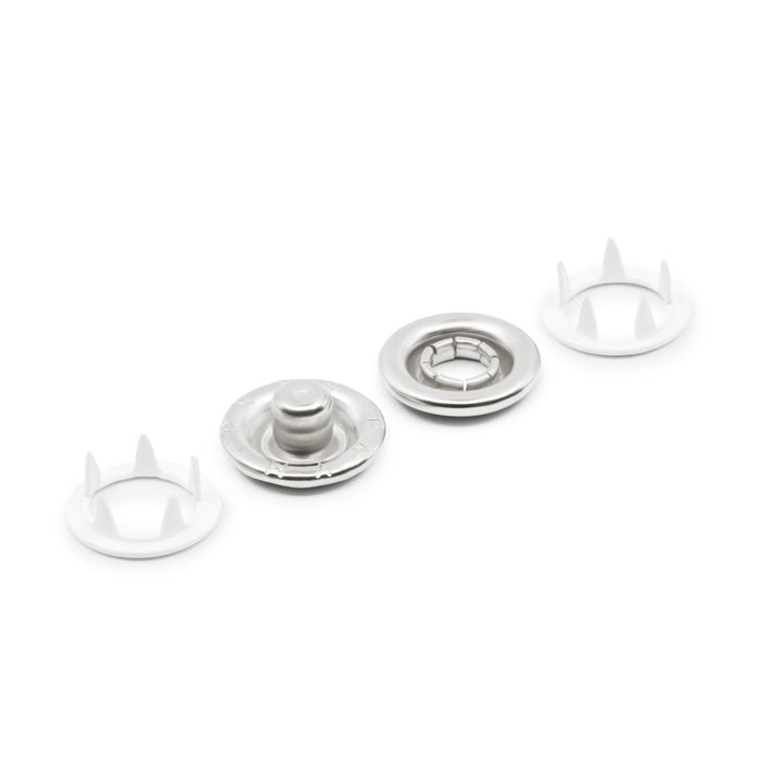 7/16" Snap Fasteners, 7 Sets, White