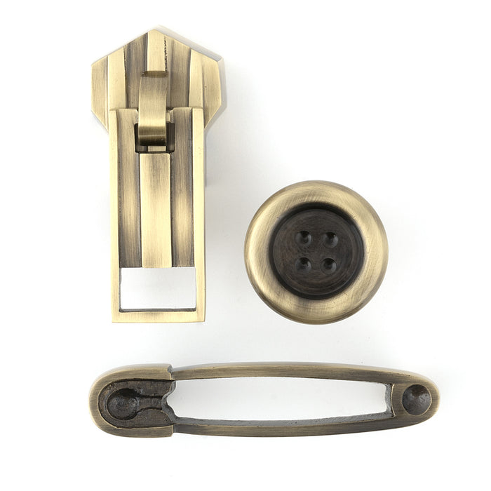 Brass Safety Pin Pull, Antique Brass
