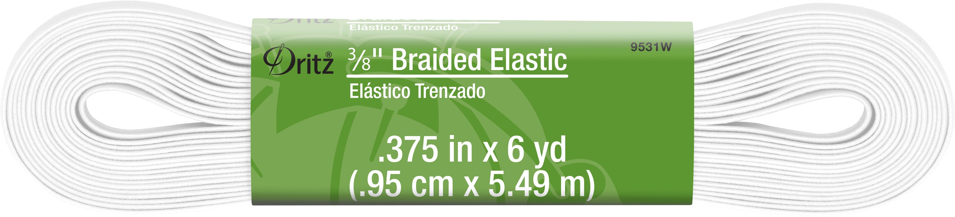 3/8" White Braided Elastic, 6 yd