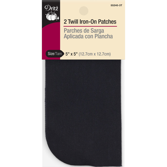 Twill Iron-On Patches, 5" x 5", 2 pc, Navy
