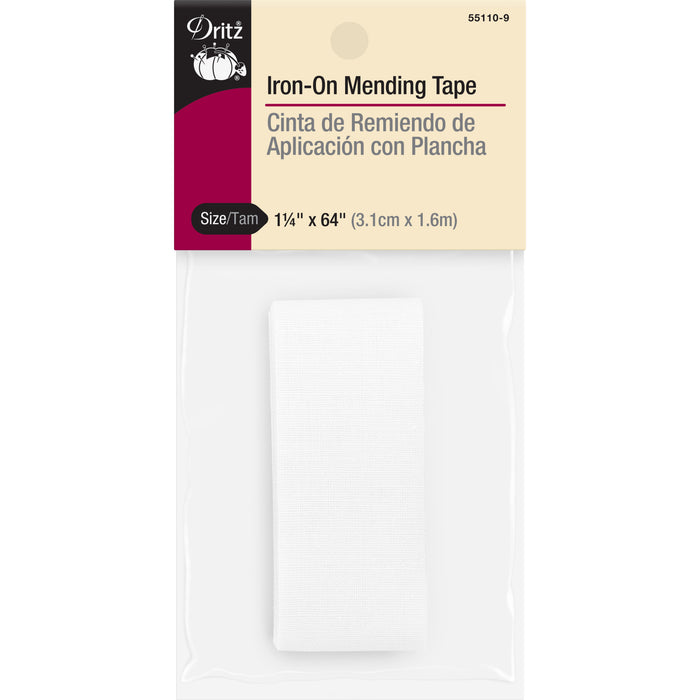 Iron-On Mending Tape, 1-1/4" x 64", White