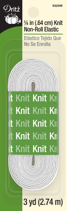 1/4" Knit Non-Roll Elastic, White, 3 yd