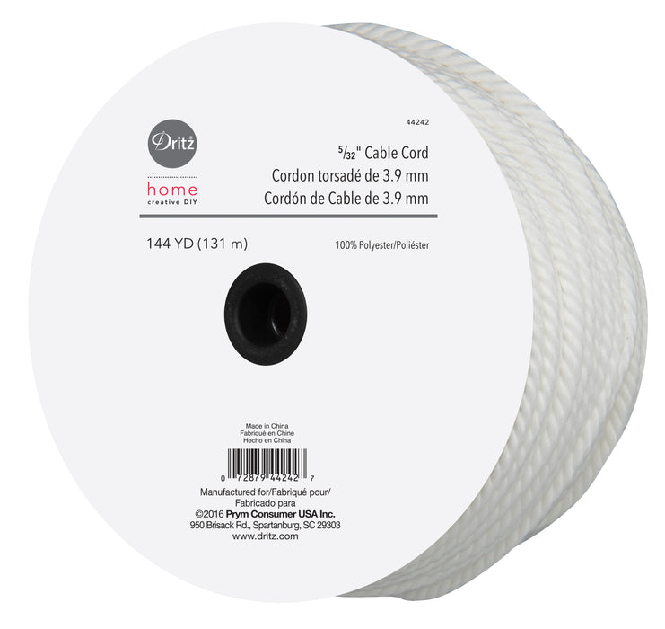 5/32" Cable Cord, White, 144 yd