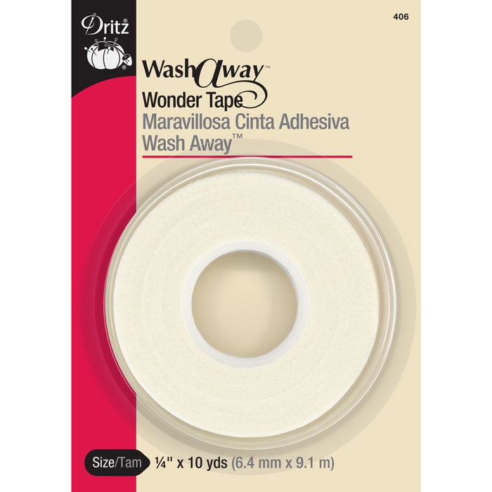 1/4" Wash-A-Way Wonder Tape, White, 10 yd