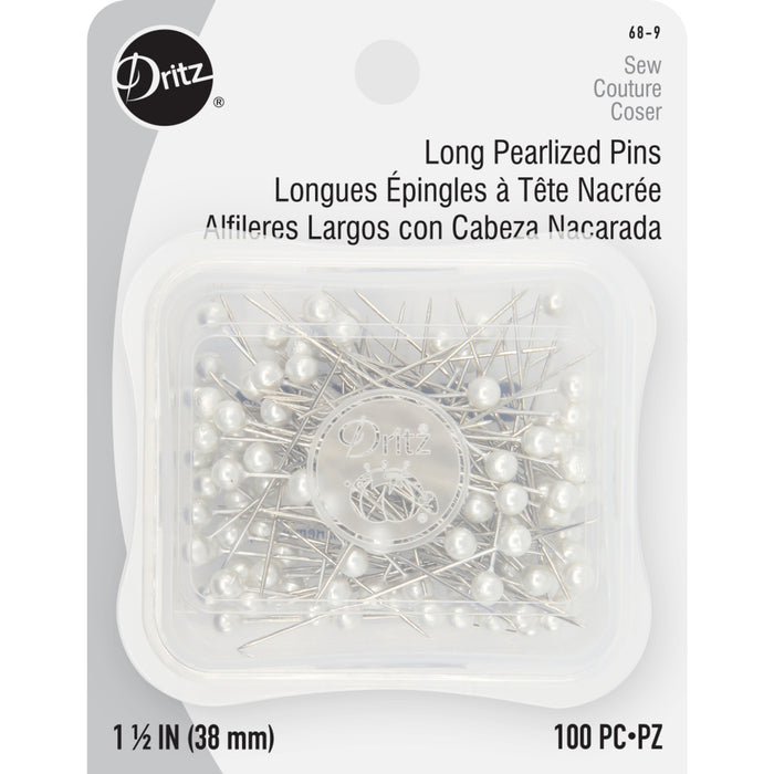 1-1/2" Long Pearlized Pins, White, 100 pc