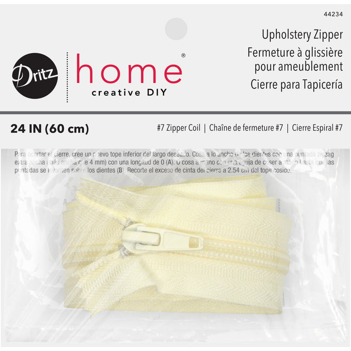 Upholstery Zipper, Cream, 24"