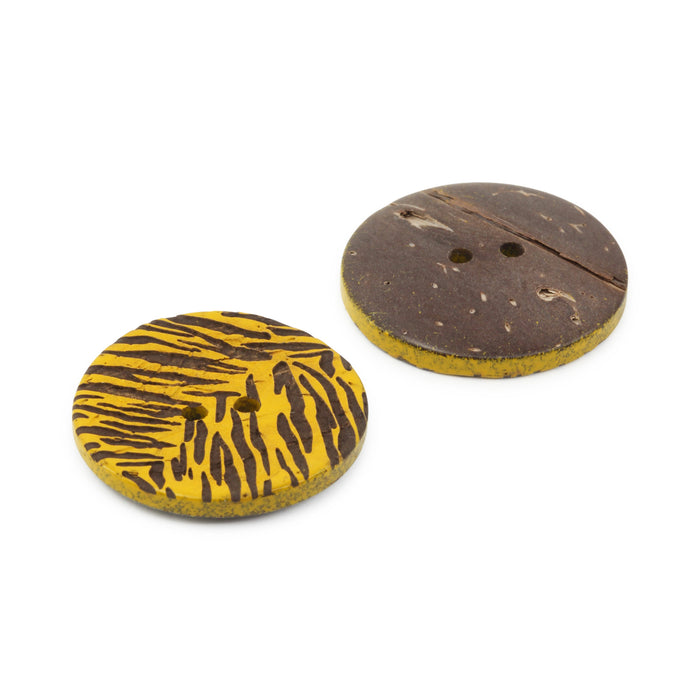 Sustainable Coconut Round Button, 23mm, Mustard, 2 pc