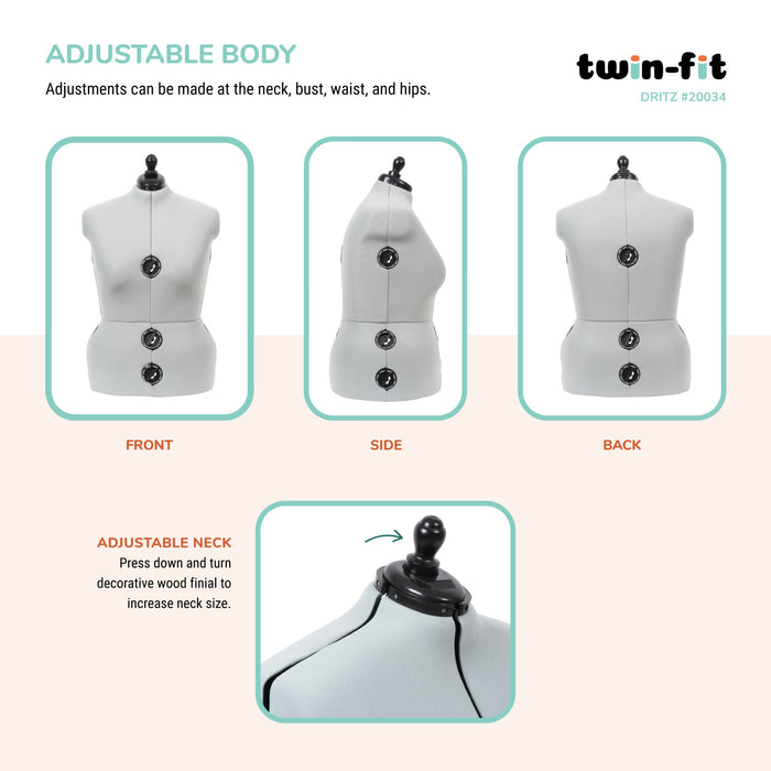 Twin-Fit Adjustable Dress Form, Full-Figure