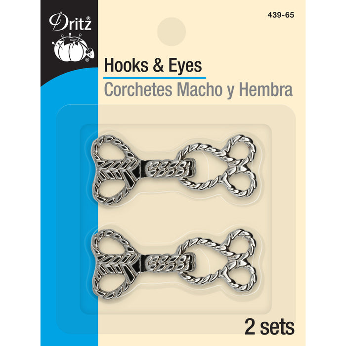 Decorative Hooks & Eyes, 2 Sets, Nickel