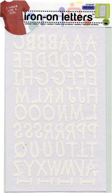 Soft Flock Iron-on Letters, 1 Sheet, White