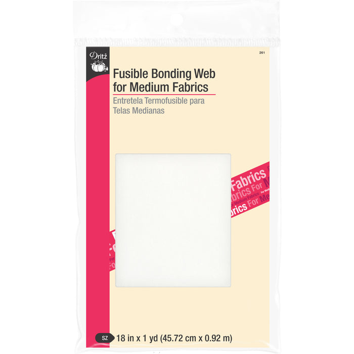 18" Fusible Bonding Web for Medium Fabrics, White, 1 yd