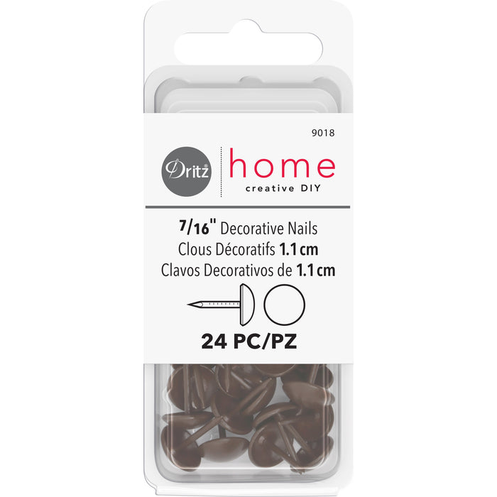 7/16" Smooth Decorative Nails, Brown, 24 pc