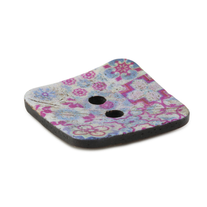 Sustainable Coconut Square Button, 35mm, Purple