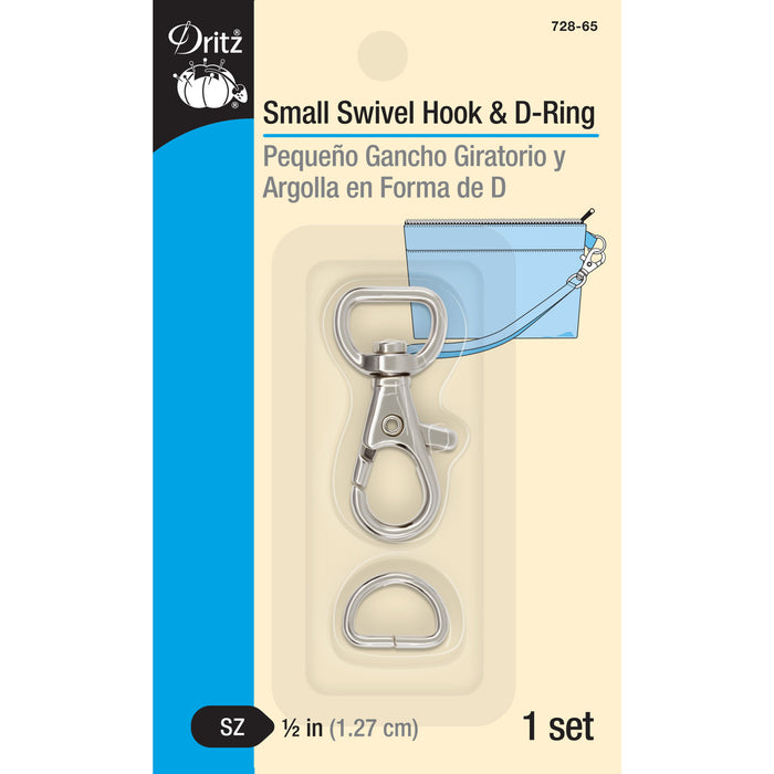 1/2" Small Swivel Hook & D-Ring, Nickel