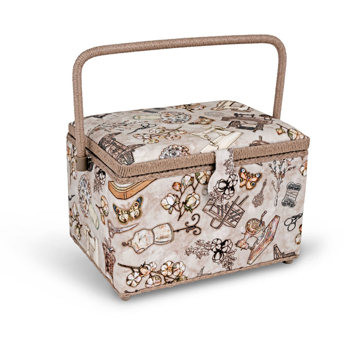 Rectangular Sewing Basket with Zippered Case, Large