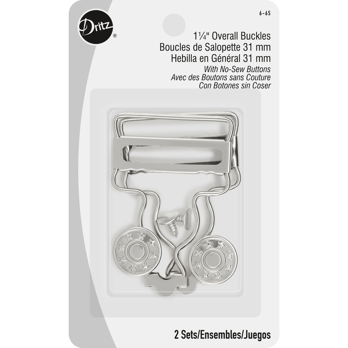 1-1/4 Overall Buckles with No-Sew Buttons, Nickel, 2 pc — Prym Consumer  USA Inc.