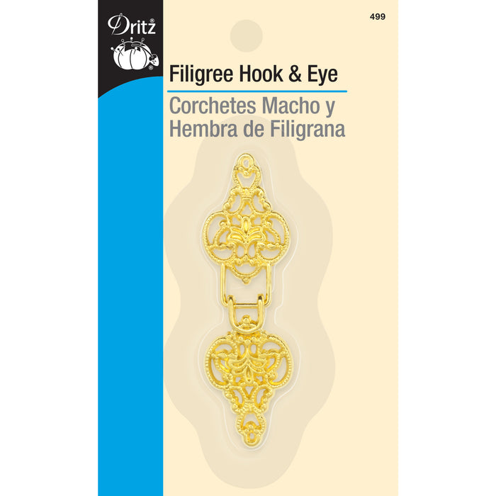 Filigree Hook & Eye, 1 pc, Gold