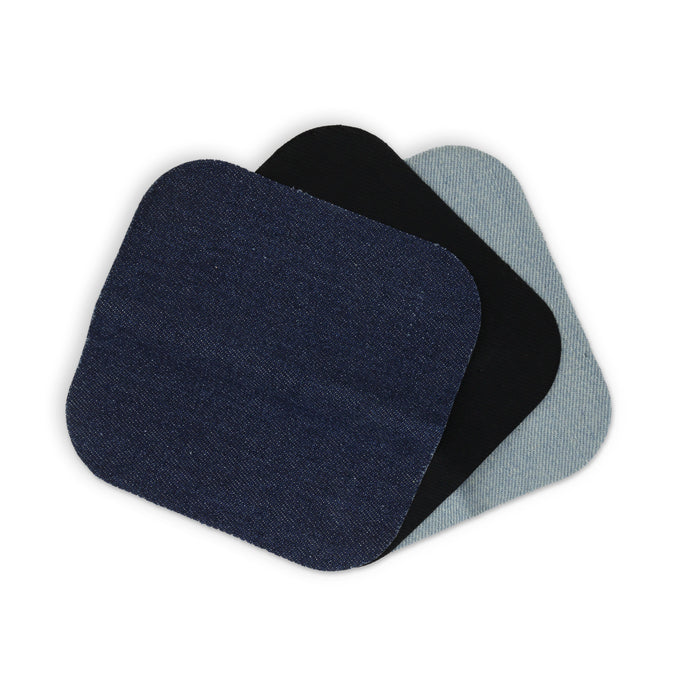 Denim Iron-On Patches, 5" x 5", Assorted, 3 pc